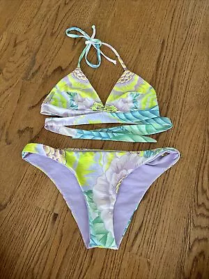 Mara Hoffman Neon Floral Bikini Set Medium Swimsuit • $49