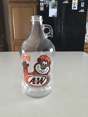 A&W Root Beer All American Food Half Gallon Glass Jug Bottle W/Bear 2013 • $19.99