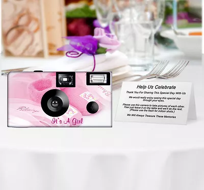5 Baby Girl Booties Single Use Disposable Camera Cameras Baby Shower (F51094) • $83.45