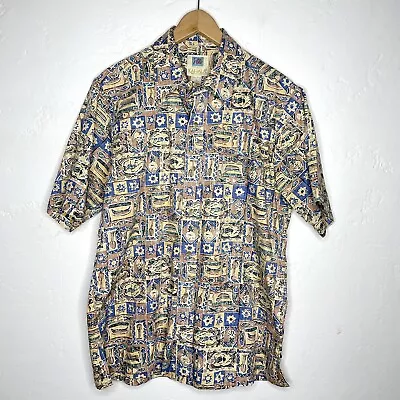 Kahala Mens Large Turtle Fish Print Short Sleeve Button Up Shirt  • $19.98