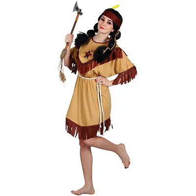 NEW Native American - Indian Pocahontas Ladies Fancy Dress Costume & Headpiece • £14.99