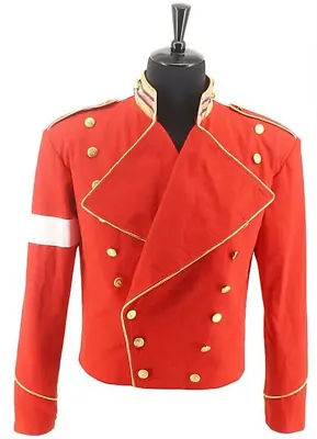$217.39 • Buy New Military Michael Jackson Red With Gold Trimming Men Wool Jacket Fast Ship