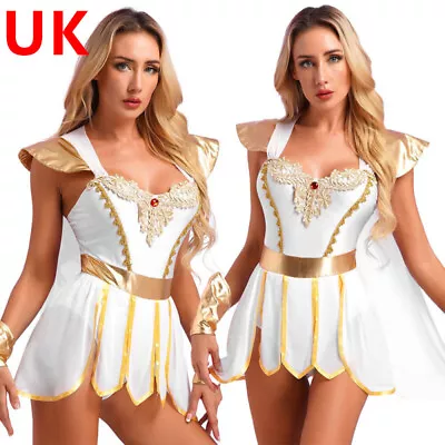 UK Women's Knight Halloween Ladies Warrior Cosplay Costume Fancy Dress Shiny • £25.43