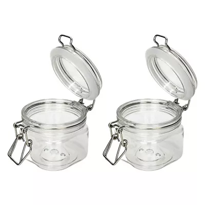 Clear Glass Jars With Rubber And Hinged Lid - 2pcs 220ml-RO • £12.55