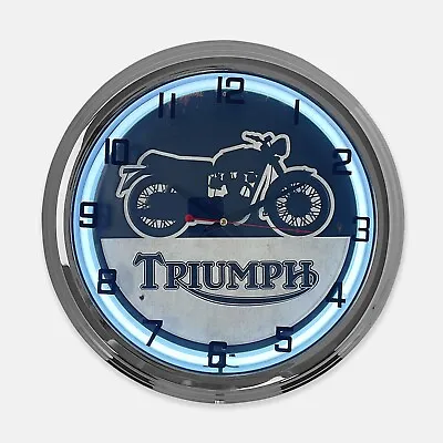 18  Triumph Motorcycle Metal Sign Designed White Neon Clock - SIGNBOX-QLN720331 • $119.99