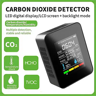 $22.94 • Buy 5in1 CO2 Meter Digital Temperature Humidity Carbon Dioxide TVOC HCHO Detector
