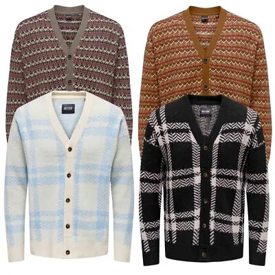Only Sons Mens Cardigan V Neck Button Up Jumpers Long Sleeve Sweaters • £15.99