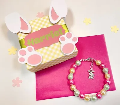 Personalised Easter Bunny Gift Box Bracelet Easter Gift Easter Hunt • £4.25