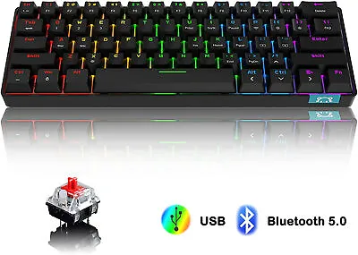 AU STK61 Wireless Bluetooth Mechanical Keypad Backlit Gaming PC Laptop Keyboard • $44.09