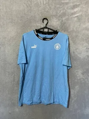 Manchester City Training Jersey Football Stadium Shirt Blue Puma Mens Size L • $33.99