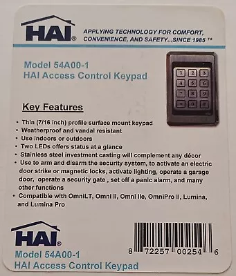 New Access Control Keypad 54A00-1 K1-34S-HAI Omni Lumina Home Automation Leviton • $120