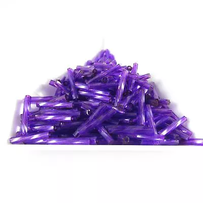 12mm X 2mm Dark Purple Twisted Bugle Beads Miyuki 2012 25gm ~420 Beads • $3.49