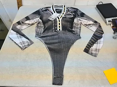 Y/Project X Jean Paul Gaultier V-Neck Bodysuit In Grey/White - Size 36 • $598.18