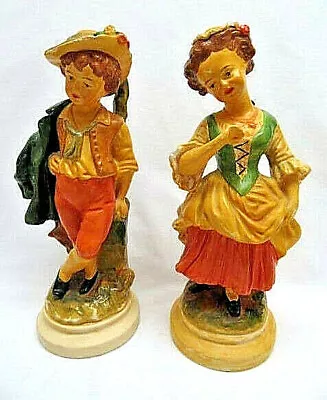 Vintage Boy And Girl Borghese Chalkware Italy Statue Figurine • $42.29