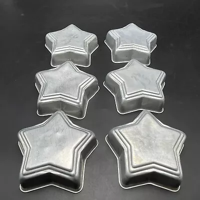 6 Vintage Aluminum Star Mini Pans Tart Cake Candy Chocolate Jello Molds • $12.99