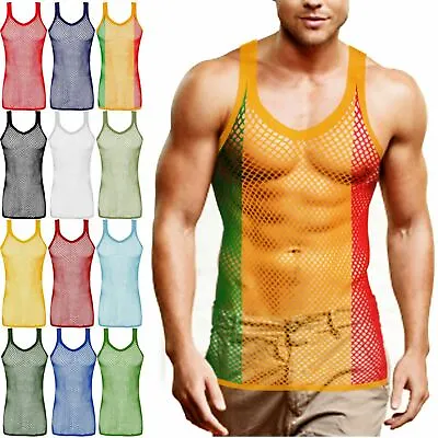 £5.79 • Buy Mens Kids Children Fishnet String Vest Mesh Muscle Top Training Gym Rast Shirts