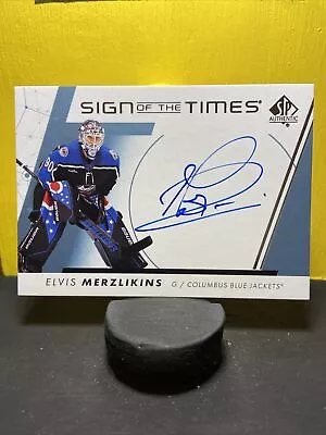 2022-23 SP Authentic Elvis Merzlikins Sign Of The Times Autograph Auto #SOTTEM • $9.99