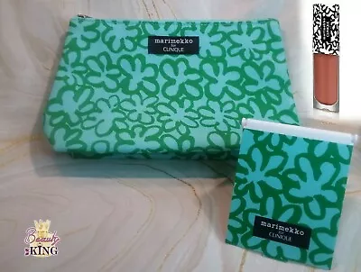 Clinique Marimekko Green Flower Makeup/Cosmetic Bag +Matching Mirror + Lip Gloss • $37.95