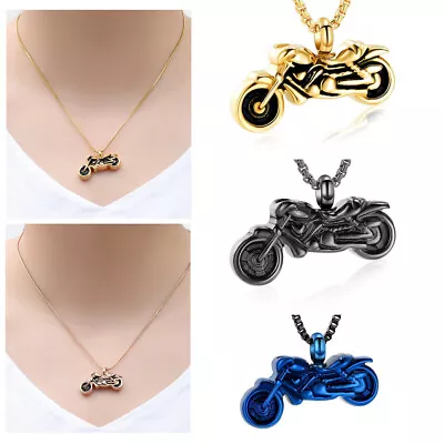 Men Motorcycle Pendant Cremation Jewellery Urns For Ashes Keepsake Urn Necklace • $8.99