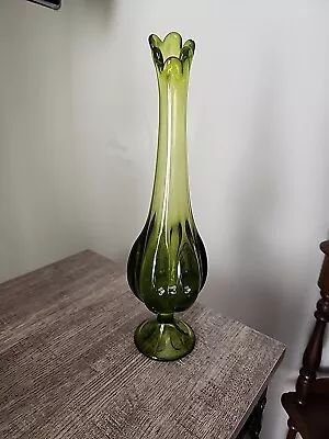 Vintage Viking? 13” Swung Vase Green Round Footed 6 Petal • $45