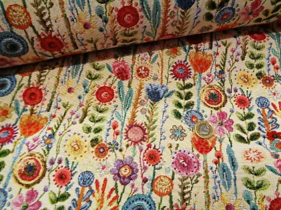 £14.99 • Buy Tapestry Fabric Bo-Ho Chic Floral  Soft Furnishing Blinds Bags 140cms Wide 1mt