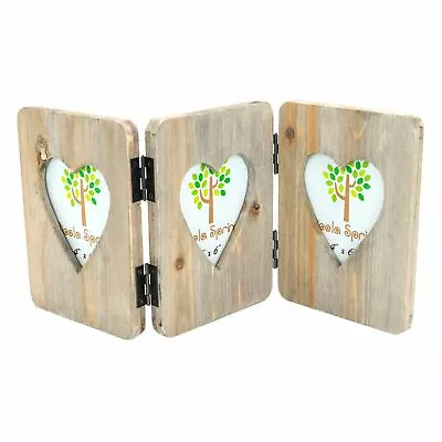 £9.95 • Buy Wooden Shabby Chic Rustic Driftwood Double Heart Photo Freestanding Frame-4x6 
