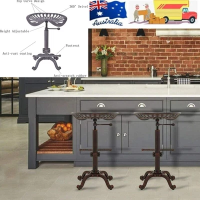 $169 • Buy Tractor Seat Bar Stool-Rustic Industrial Bar Swivel Chair Adjustable Height AU
