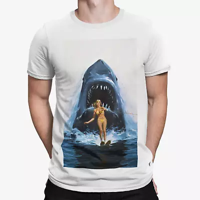 Jaws Pic T-shirt - Movie Poster 70s 80s Shark Movie Film Retro Gift Official • £7.19