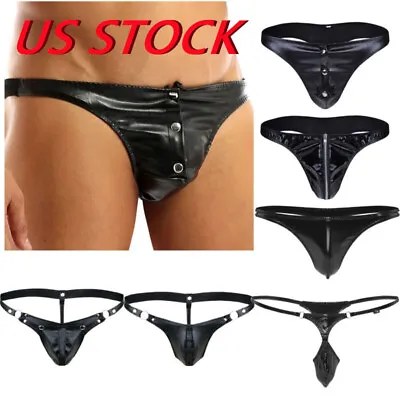 US Men Jockstraps Bikini Briefs Wetlook Lingerie T-back G-String Thong Underwear • $7.30