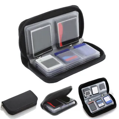 BLACK Memory Card Holder Wallet - Micro SD SDHC CF SM - Protective Storage Case • £4.46