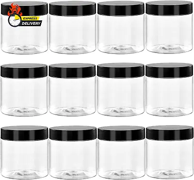 36 Pack 2 Oz Small Plastic Container Jars With Lids And Labels BPA Free  Empty  • $25.44