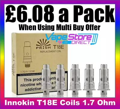 Innokin | T18 E ( T18E ) & T22 E Coils | 1.7 Ohm | Pack Of 5 🔥 • £6.75