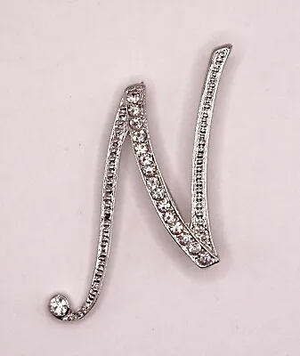 £4.80 • Buy Diamante Silver Initial Letter N Fashion Brooch Pin Brand New FREE P&P