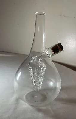 Vintage Hand Blown Clear Glass Oil Vinegar Bottle Decanter Inside Grape Chamber • $59.99
