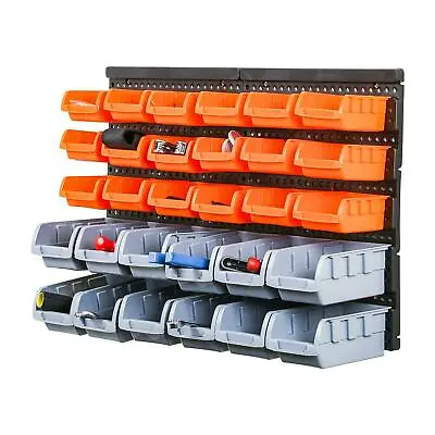 30pc WALL MOUNTED GARAGE STORAGE BIN WORKSHOP ORGANISER RACK DIY TOOL BOXES • £24.95