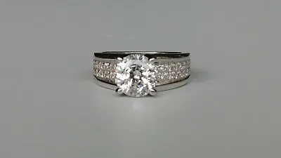 Epiphany Diamonique 100-Facet CZ Bridal Ring W/Pave' Detail Platinum Plated • $37.95