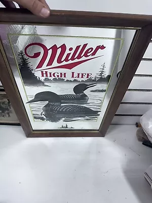 VTG Miller High Life Wildlife Series Wisconsin Common Loon Framed Mirror BLH • $75