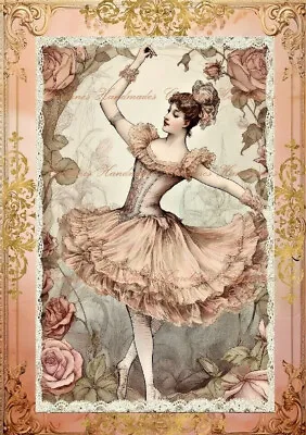 Vintage Ballerina A Designer Cotton Fabric Quilt Block Multi-sizes • $12.50