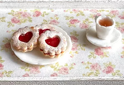 Dollhouse Miniature Artisan Tea & Heart Shaped Cookies  Betsy Niederer • $39