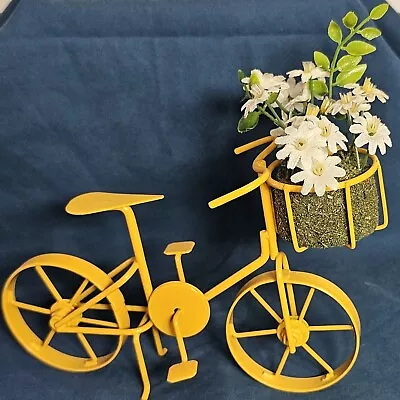 Yellow Metal Bike Figurine With Flowers • $10