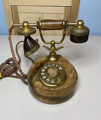 Vintage Telcer Onix Marble Rotary Telephone 18k Gold Plated Made In Italy • $50