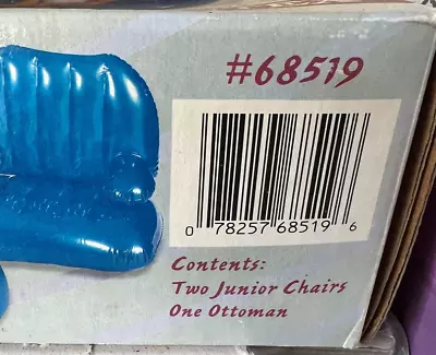 Vintage Intex Air Furniture Two Junior Chairs & Ottoman Blue 68519 • $79.87