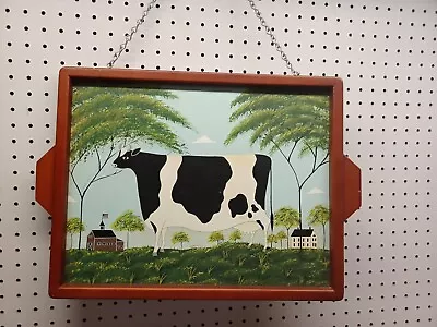 Warren Kimble Wall Hanging Wood Frame Tray Folk Art Cow By Sakura 14  X 17.75  • $22.99