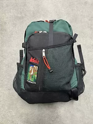 REI Travel Hiking Backpack Vintage Green Daypack Outdoor Yosemite 90s • $39.96