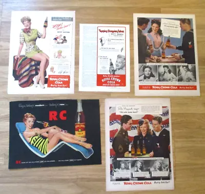 10 Vintage Royal Crown Cola Soda Ads-Bacall/Grable/Hayworth/Crosby 1940's-1963 • $12