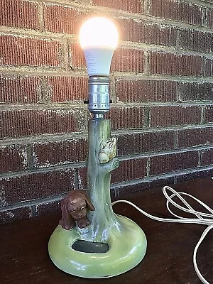 Vintage Chalkware Puppy Table Lamp Hand Painted Mid Century  Stafford Lamp Co. • $36.95