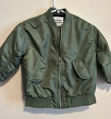 $15 • Buy Zara Unisex Green Bomber Coat Jacket Size 6