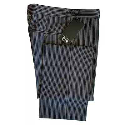  NEW Mens Black/Grey Stripe Trousers  - Wedding/Ascot/Formal/Masonic/Funeral  • £89