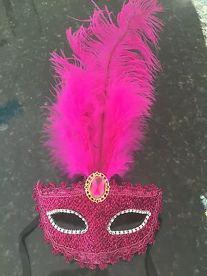 Feather Masquerade Ball Mask Venetian Glitter Fancy Dress Eye Mask • £5.22