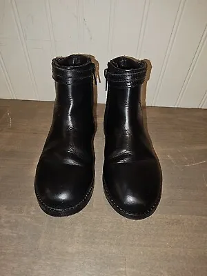 Zara Girls Black Leather Ankle Boots Zip Up Size 29 US Sz 12 Bootie Buckle Strap • $20